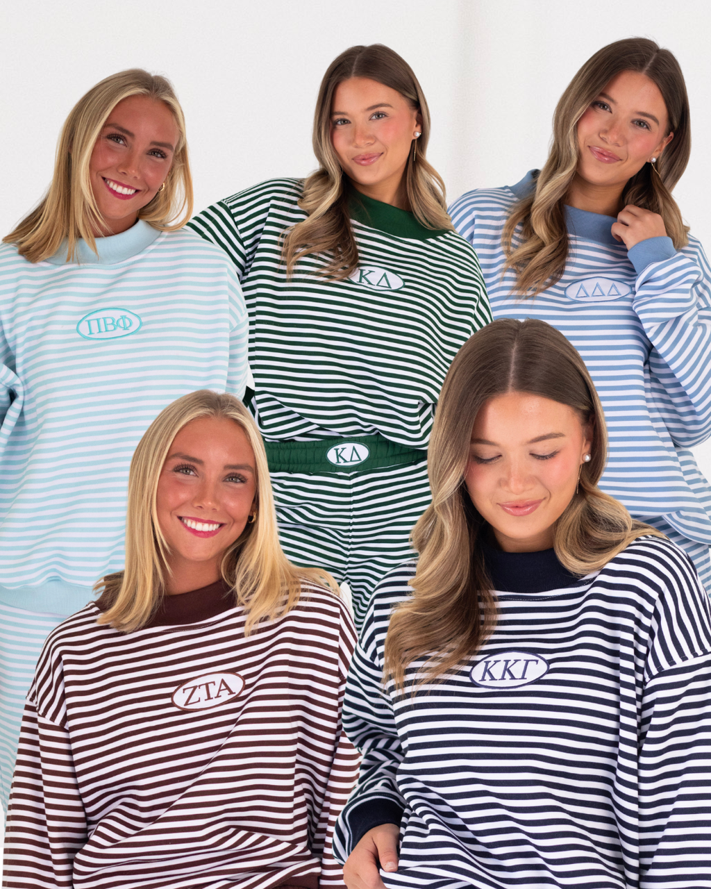 Sorority Patch Striped Mockneck