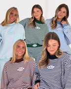 Sorority Patch Striped Mockneck
