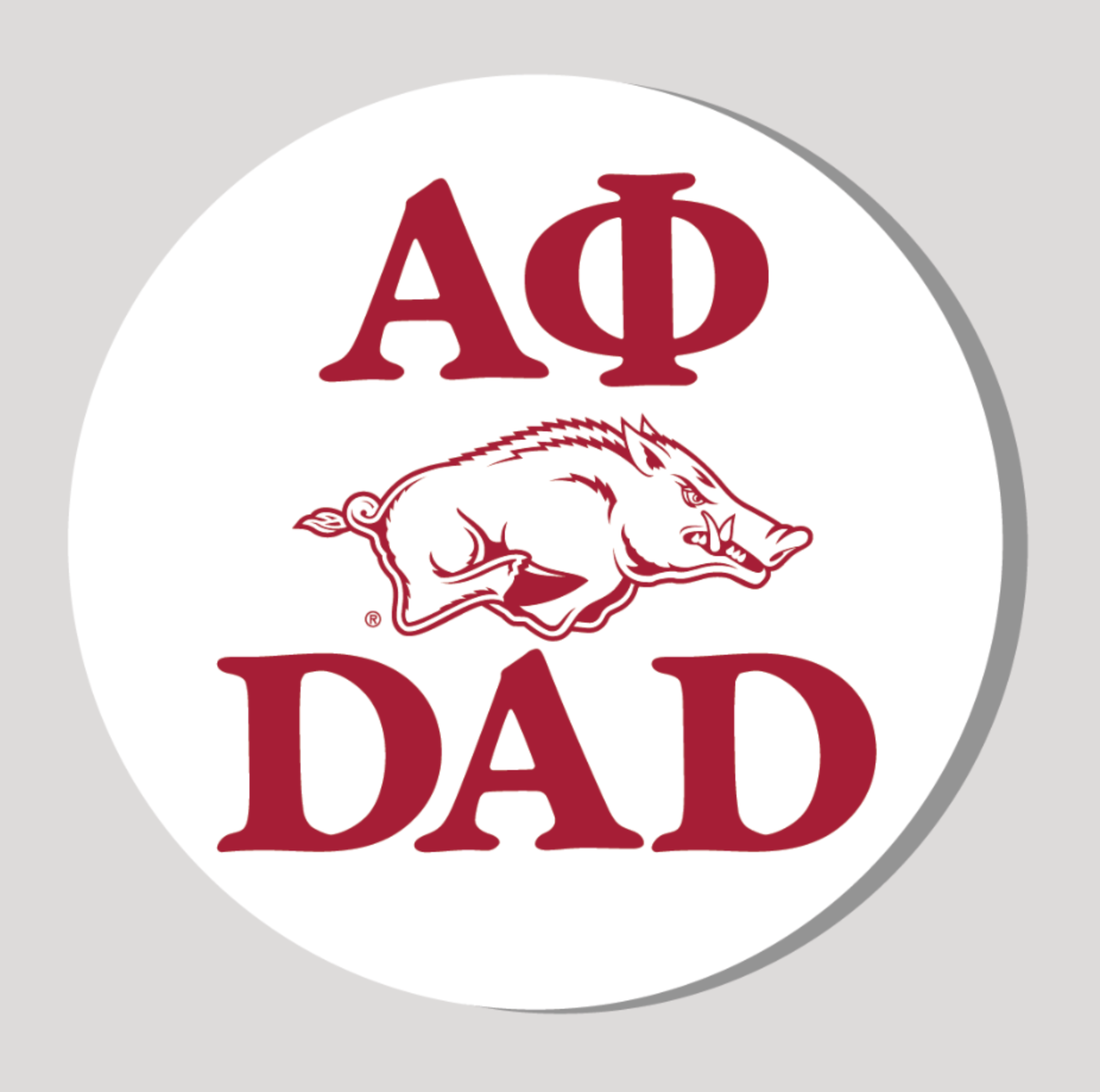 Alpha Phi Arkansas Dad Button