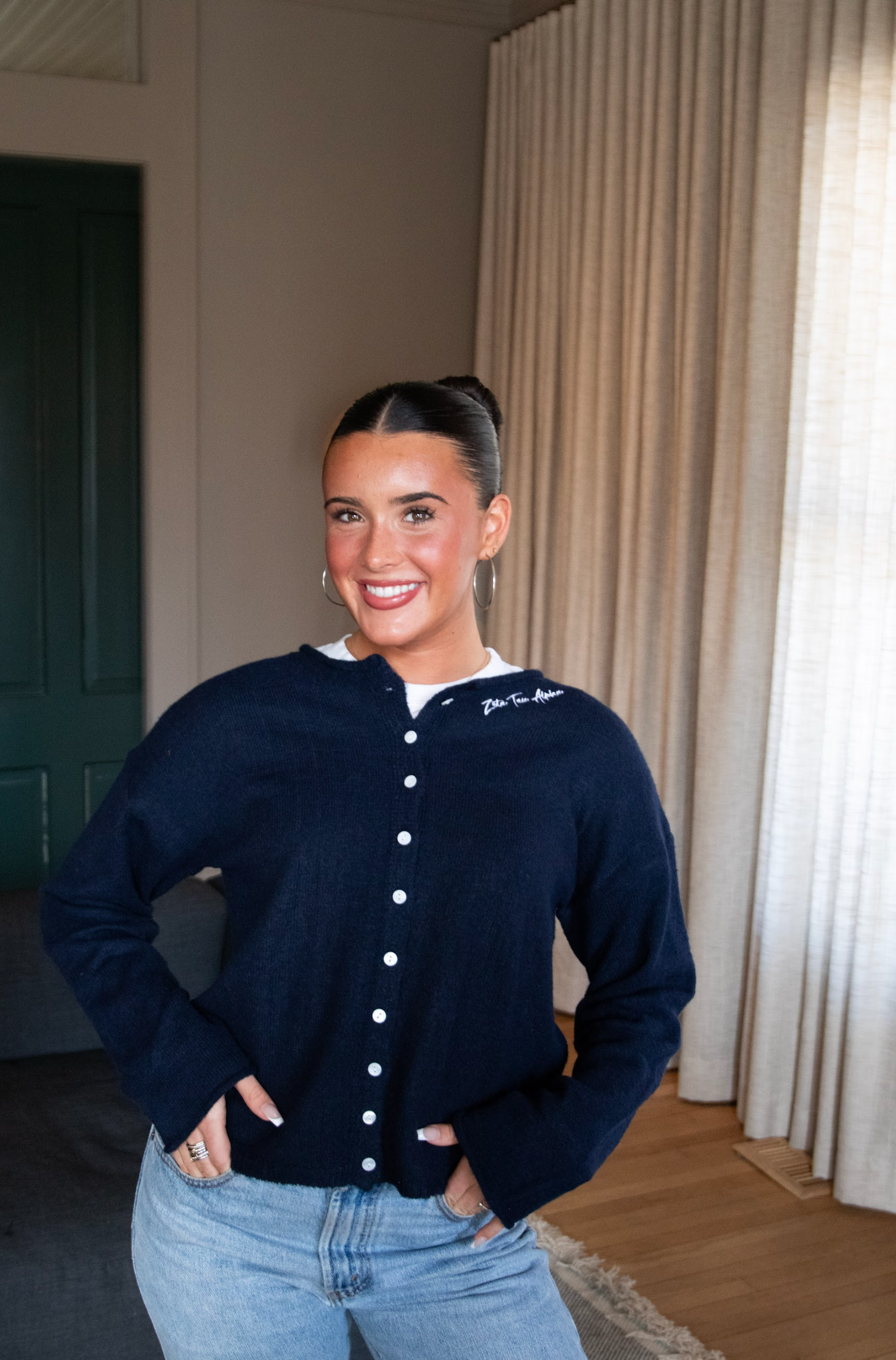 Sorority Navy Button Up Cardigan