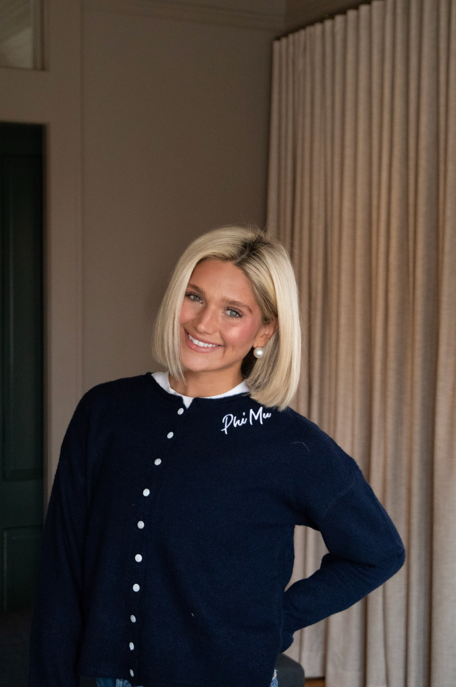 Sorority Navy Button Up Cardigan