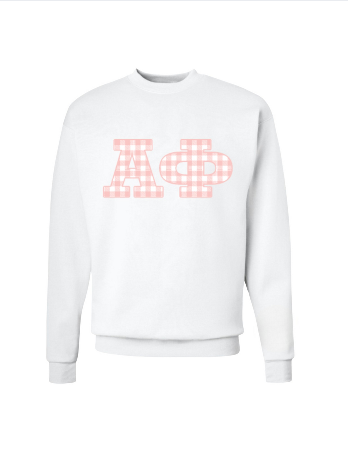 Alpha Phi Gingam Letter Crewneck