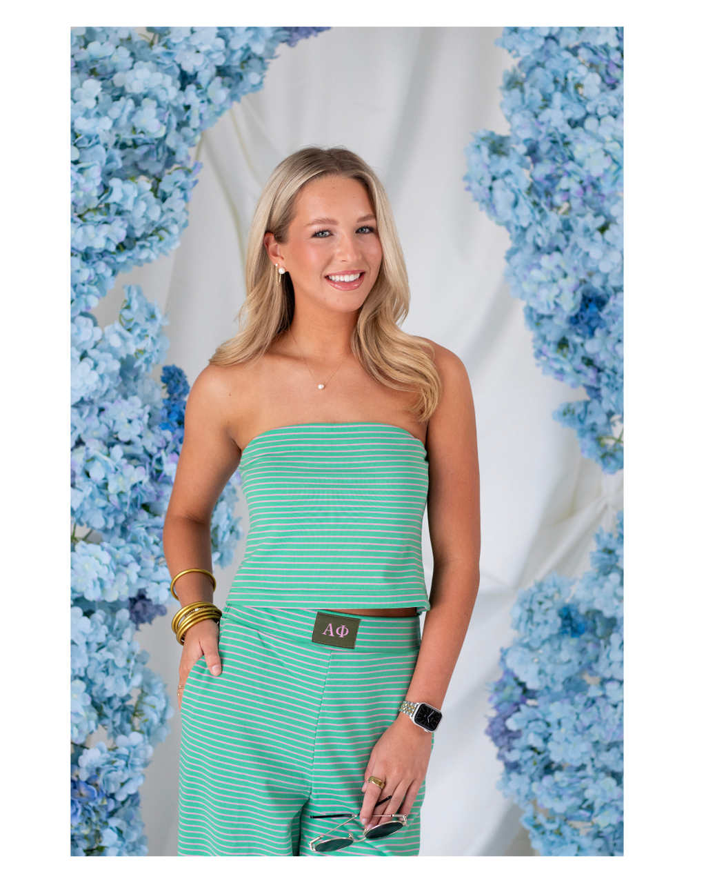 Sorority Green Striped Lounge Set