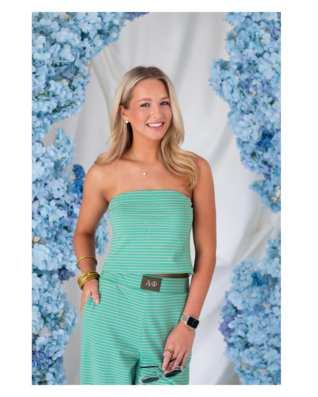 Sorority Green Striped Lounge Set