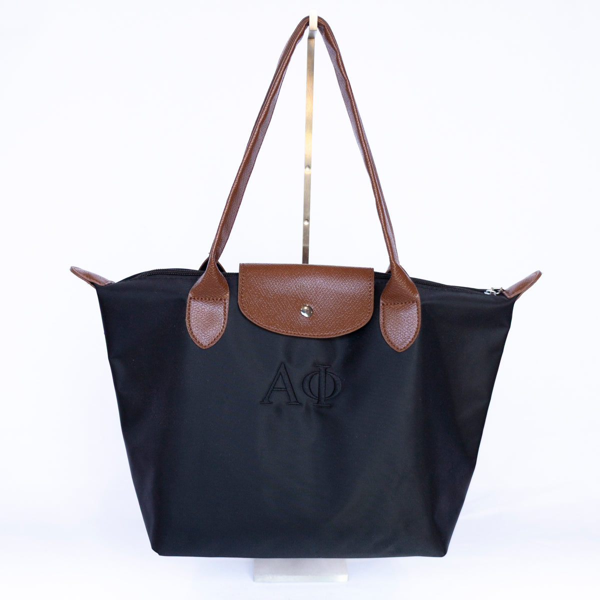 Sorority Embroidered Leather Tote Bag