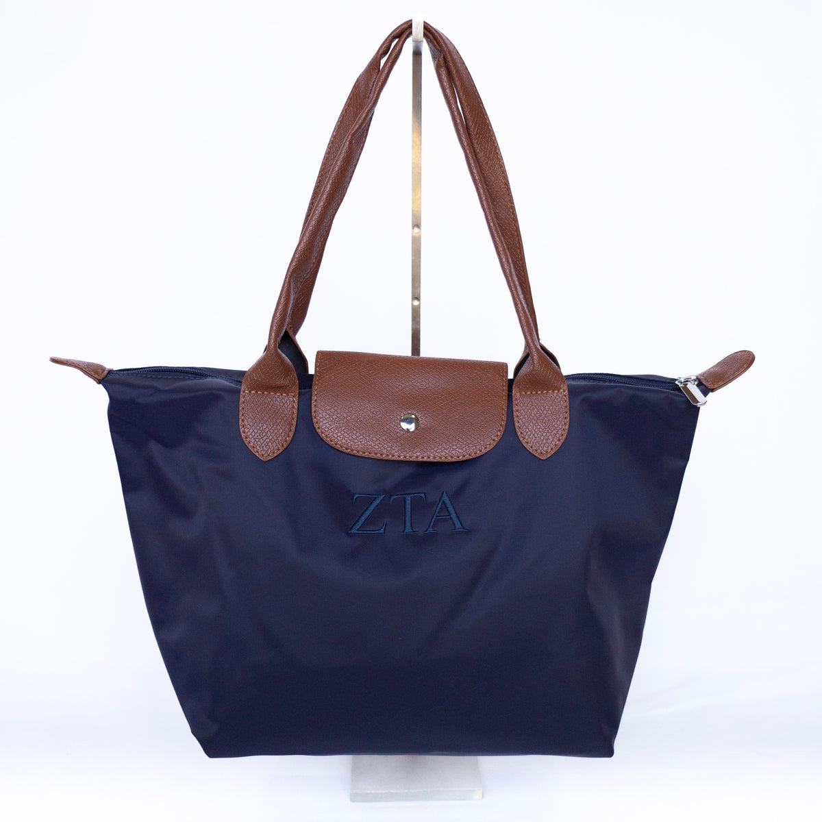 Sorority Embroidered Leather Tote Bag