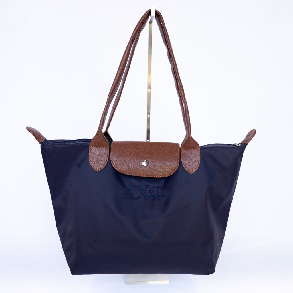 Sorority Embroidered Leather Tote Bag