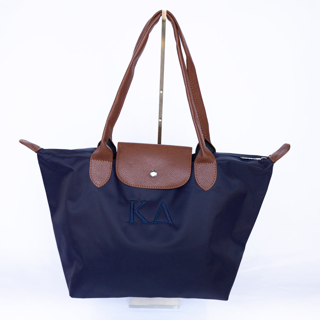 Sorority Embroidered Leather Tote Bag
