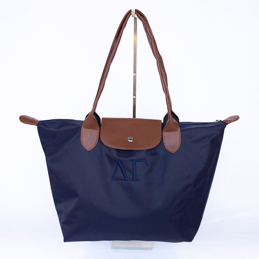 Sorority Embroidered Leather Tote Bag