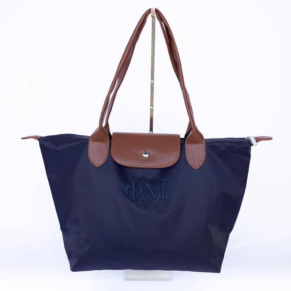 Sorority Embroidered Leather Tote Bag