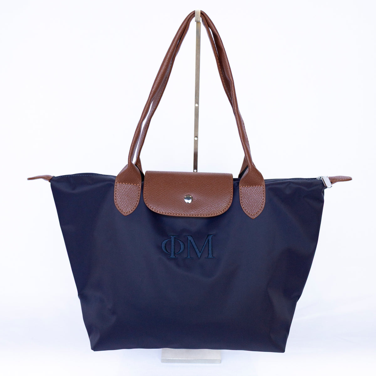 Sorority Embroidered Leather Tote Bag