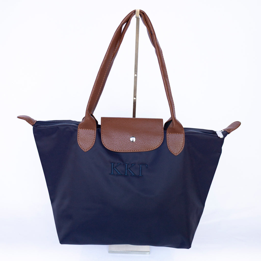 Sorority Embroidered Leather Tote Bag