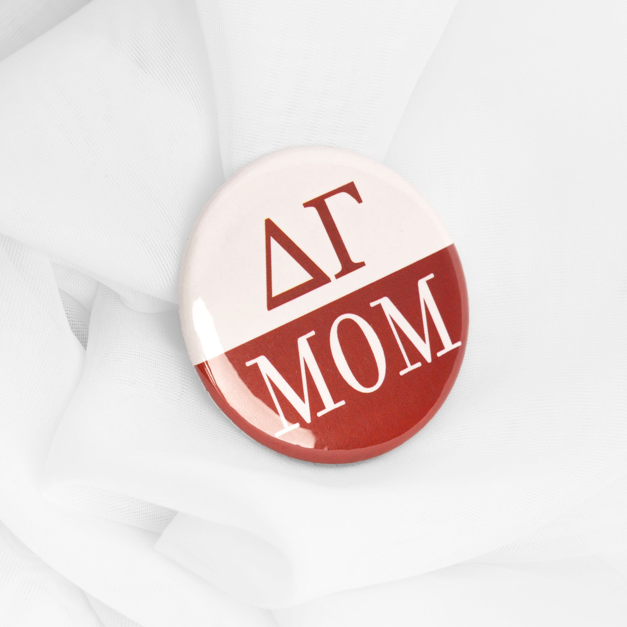 Sorority Crimson & White Mom Button