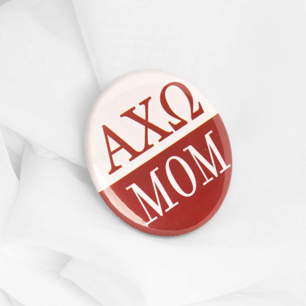 Sorority Crimson & White Mom Button