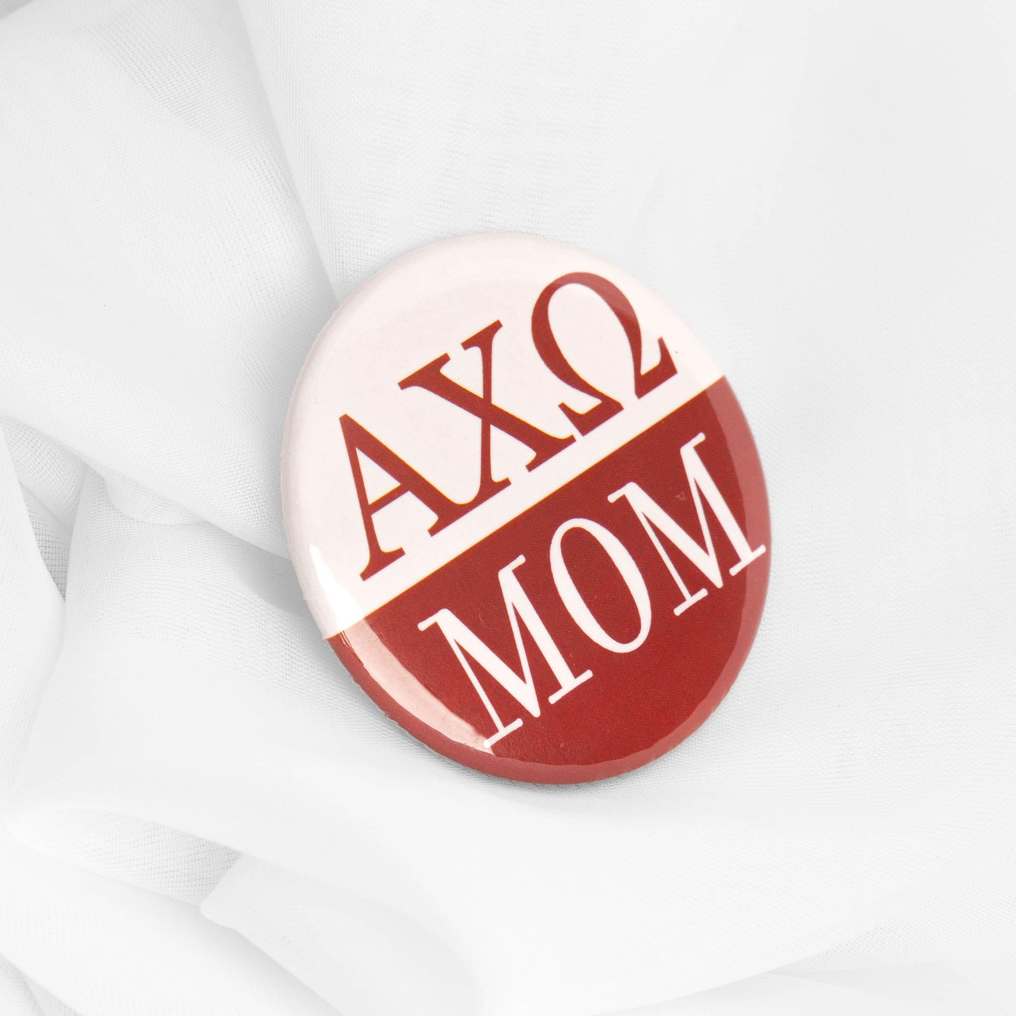 Sorority Crimson & White Mom Button
