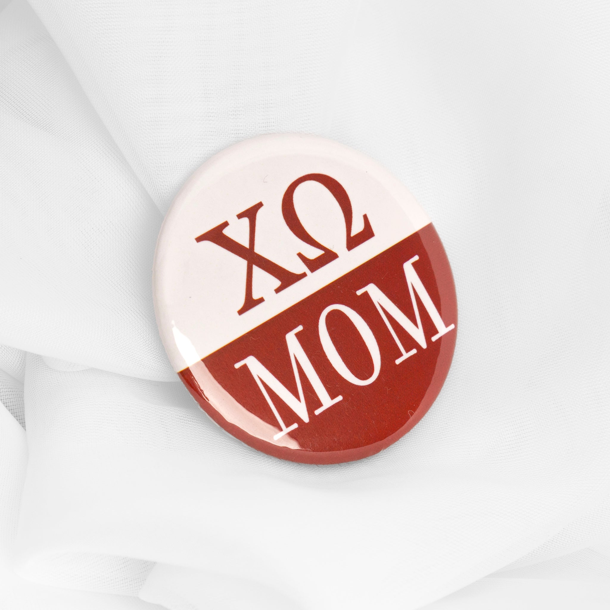 Sorority Crimson & White Mom Button