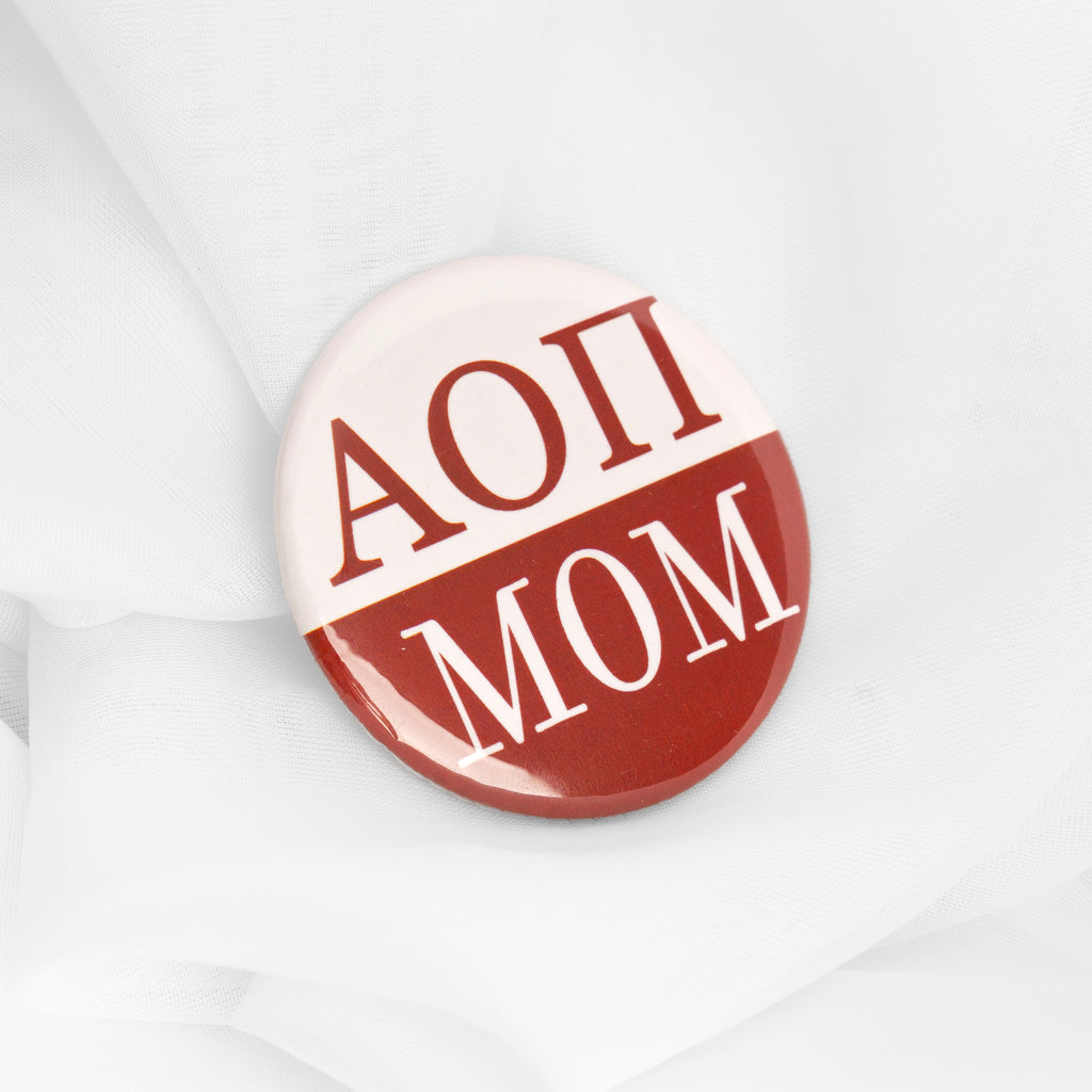 Sorority Crimson & White Mom Button