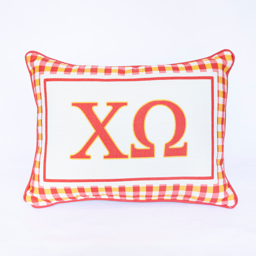 Sorority Gingham Piped Pillow