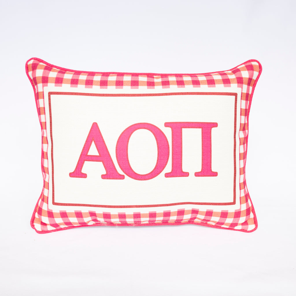 Sorority Gingham Piped Pillow