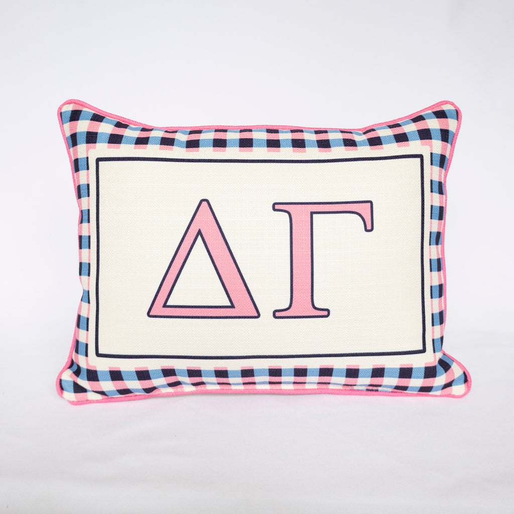 Sorority Gingham Piped Pillow