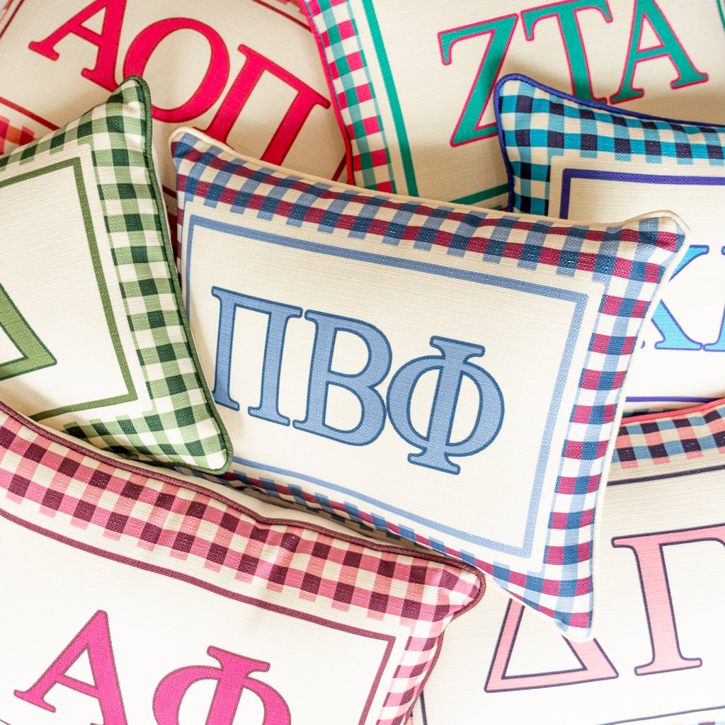 Sorority Gingham Piped Pillow