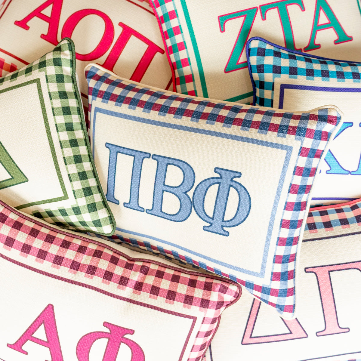 Sorority Gingham Piped Pillow