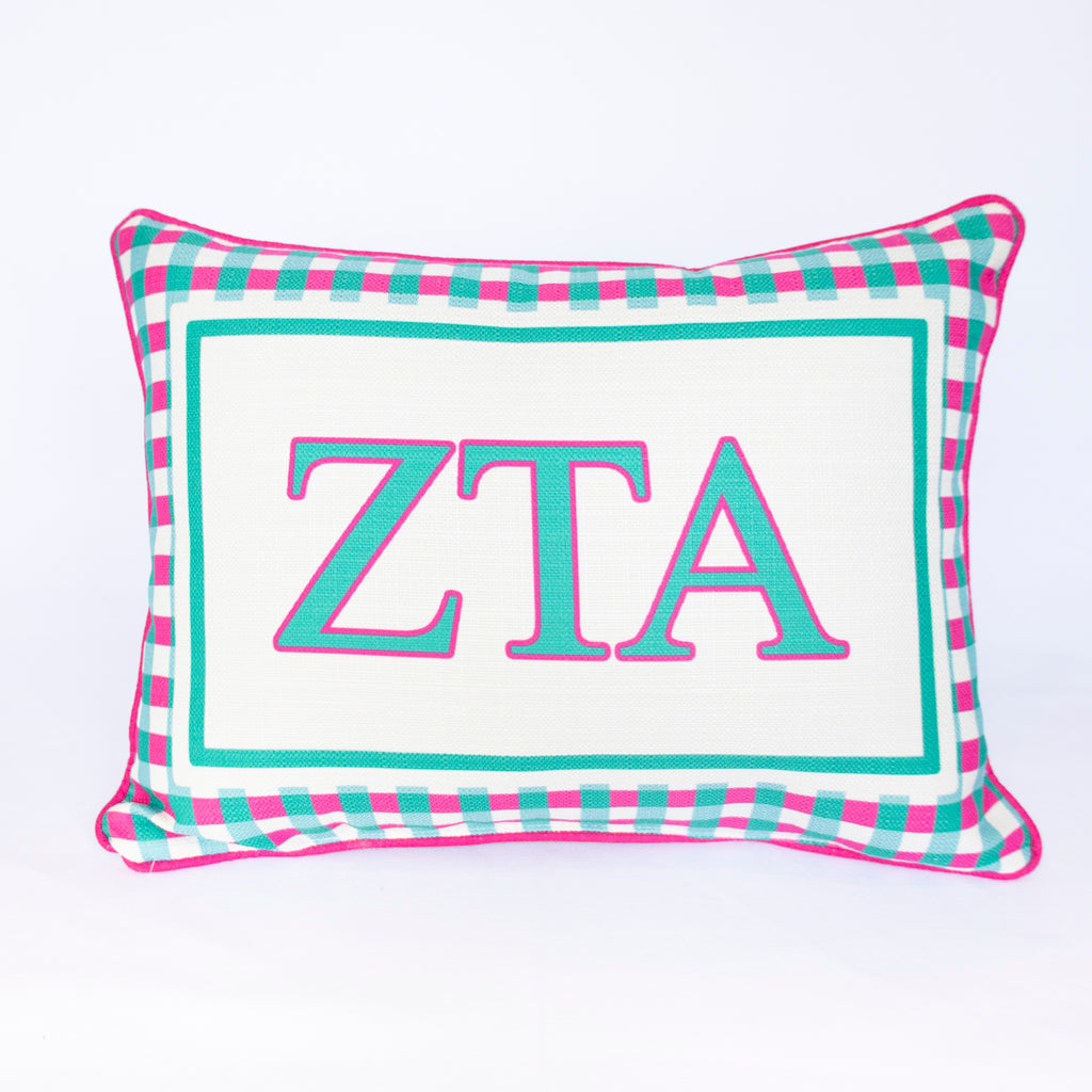 Sorority Gingham Piped Pillow