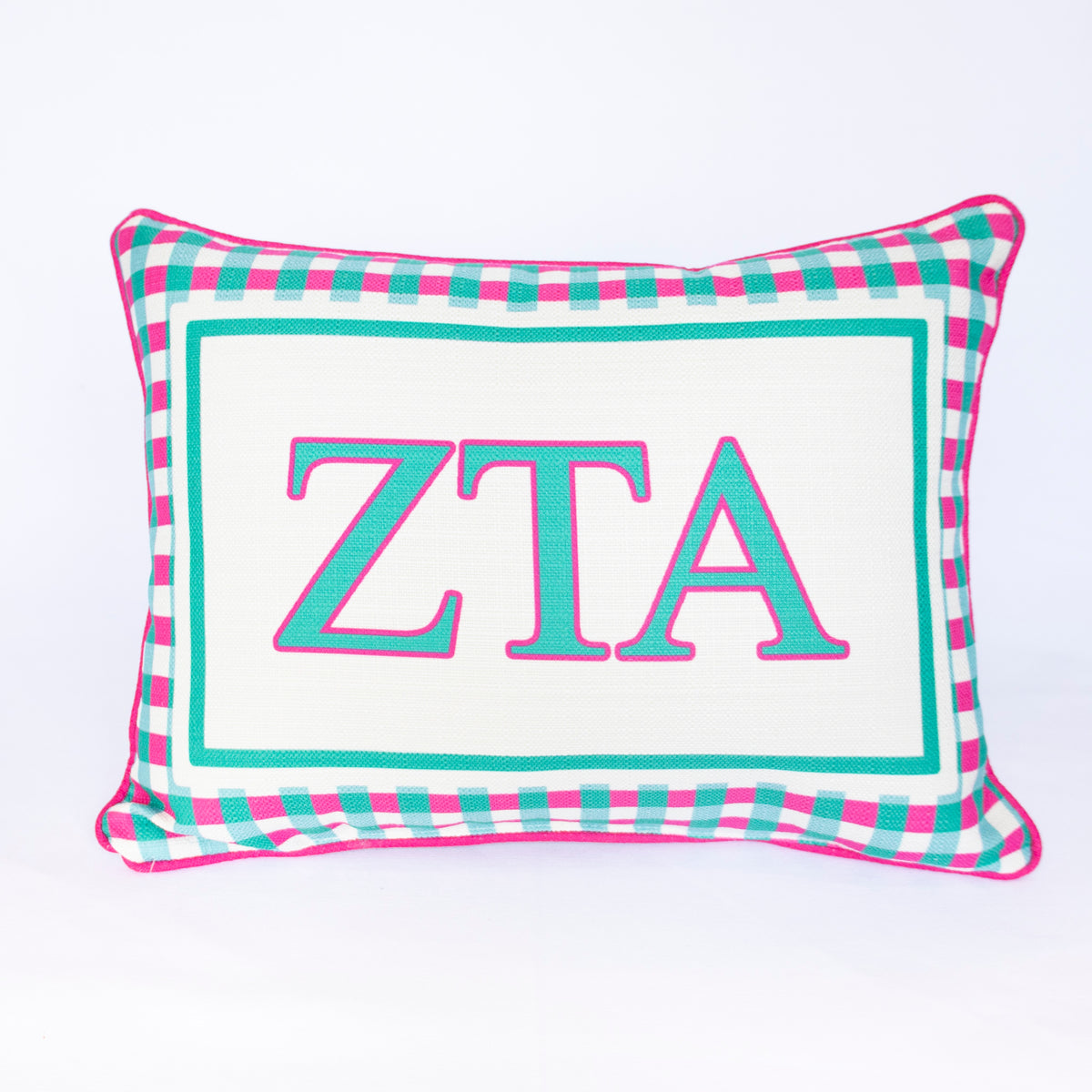Sorority Gingham Piped Pillow