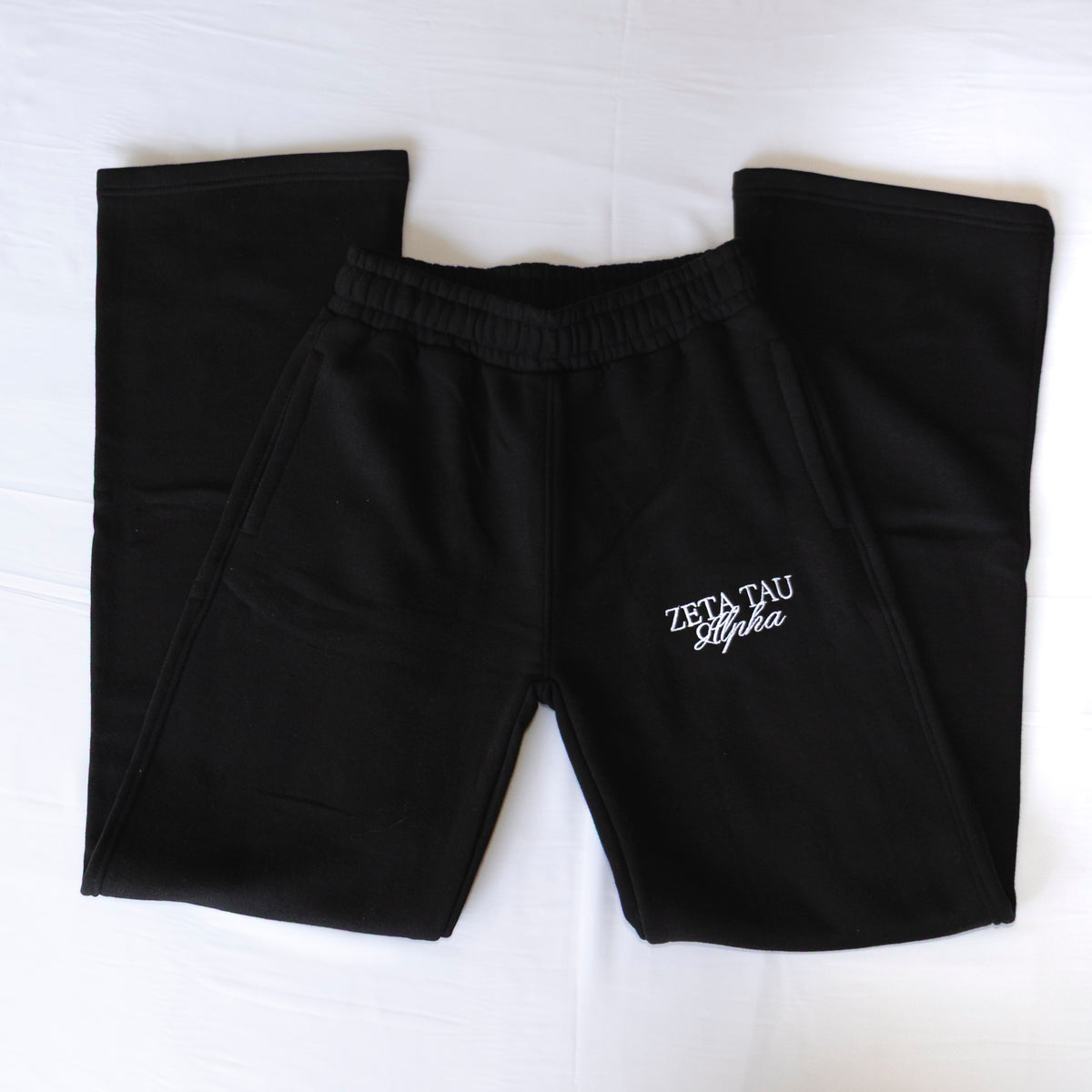 Zeta Tau Alpha Black Embroidered Sweatpants