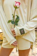 Sorority Sage Green Striped Patch Top