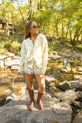 Sorority Double Zip Patch Striped Knit Hoodie